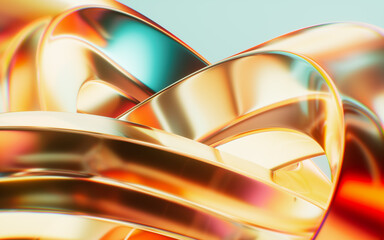 Flowing curve glass geometry background, 3d rendering.