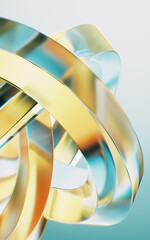 Flowing curve glass geometry background, 3d rendering.