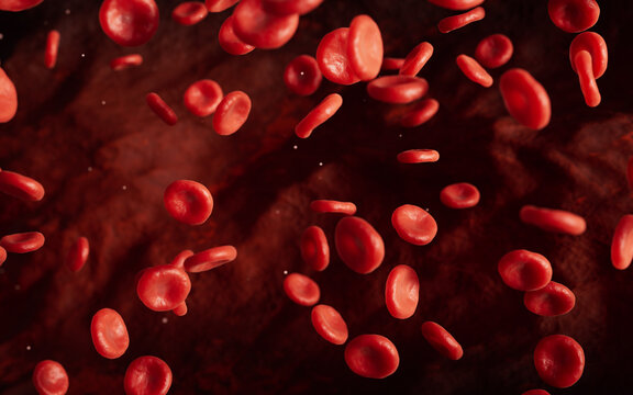 Red blood cells with biological and medical concept, 3d rendering.