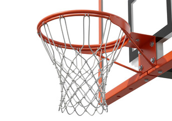 Close-Up Product Version Basketball Hoop with Net Isolated on Transparent White Background