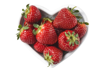 fresh strawberries in a heart-shaped bowl