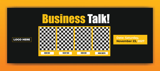 Online course and business conference and spoken english social media cover template design vector