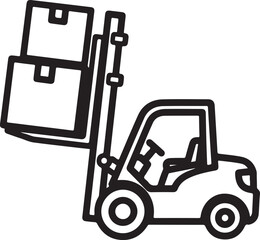 Forklift lifting boxes vector