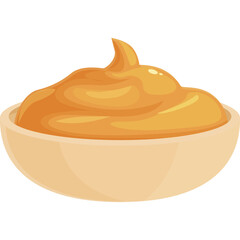 Cartoon Style Peanut Butter in a Bowl with Smooth Texture and Swirl on Top Ideal for Food and Allergy Concepts