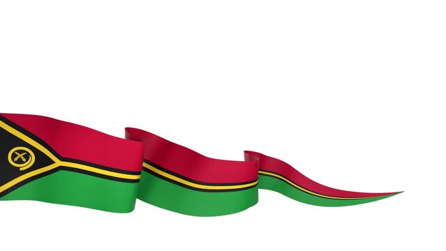 Waving Vanuatu Flag Ribbon on White Background with Alpha