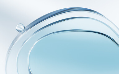 Transparent blue glass geometries background, 3d rendering.