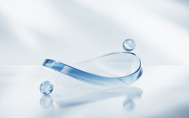 Transparent glass geometry background, 3d rendering.