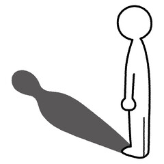 足下に影が伸びているキャラクターのイラスト
