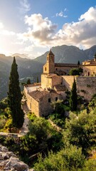 Fototapeta premium Stone Church on Hilltop at Sunset