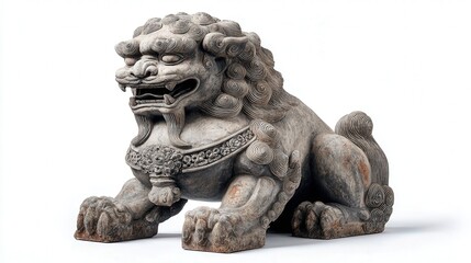 Ming guardian lion statue isolated on white background