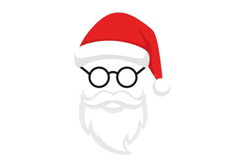 Santa hat glasses and beard on a white background
