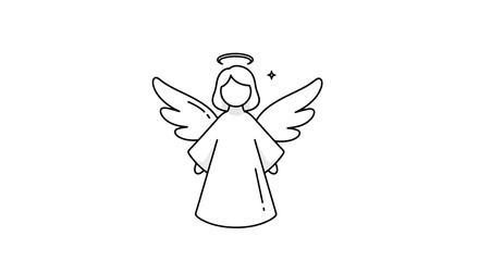 Minimalist Angel Illustration with Halo and Wings, Suitable for Christmas Cards, Religious Events, and Spiritual Decoration Projects.