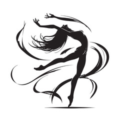 Female Gymnast Silhouette – Handstand Pose Illustration