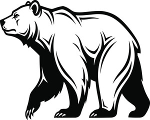Standing bear vector illustration, wild animal design, nature wildlife logo, grizzly bear graphic, strong animal mascot, bold outdoor symbol