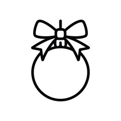 Simple line drawing of a christmas ornament with a bow
