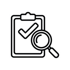 Magnifying glass over checklist with check mark icon
