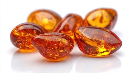 Mini amber drop cluster isolated on white background