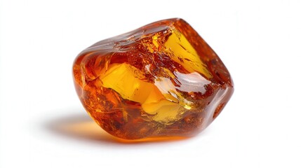 Mini amber gem isolated on white background