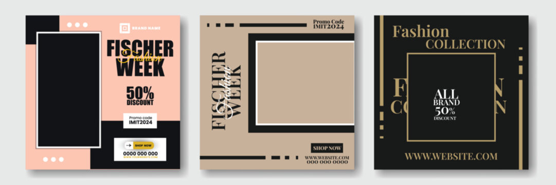 Fashion sale social media post template design. Winter & summer mega sale marketing flyer with logo & icon. Online fashion business offer promotion graphic web banner. - Powered by Adobe