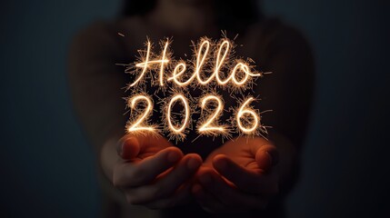 Hello 2026 Sparkler Text – New Year Celebration Concept
