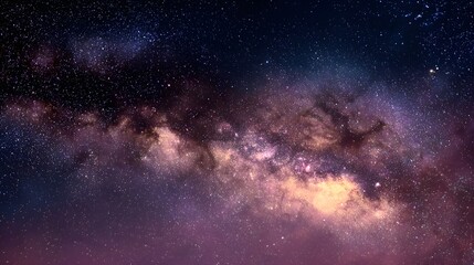 Fototapeta premium Vast galactic expanse with vibrant nebulae and countless stars.