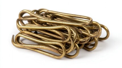 Mini brass hook pile isolated on white background
