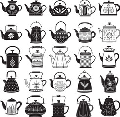 Teapot Silhouette Vector Kit — Retro and Modern Styles