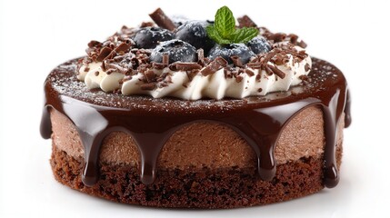 Mini chocolate cake isolated on white background