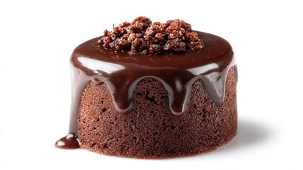 Obraz premium Mini chocolate cake isolated on white background