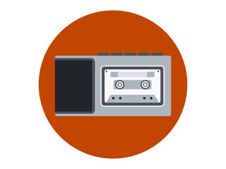 Cassette Dictaphone icon. Vintage vector icon. Flat illustration concept.