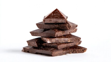 Mini chocolate shard tower isolated on white background
