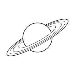 Simple line drawing of saturn planet with rings