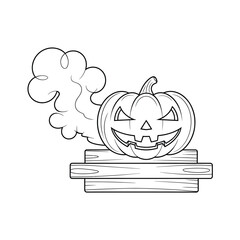 Spooky halloween jack o lantern with smoke illustration © firoj