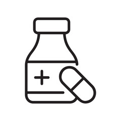 Medicine Bottle and Capsule Line Icon