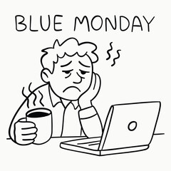 Sad Monday Coffee Illustration