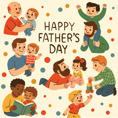 Happy Fathers Day Family Illustration