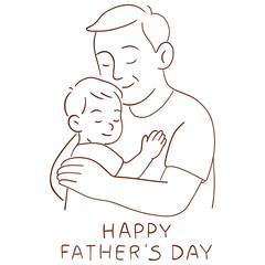 Father and Son Line Illustration