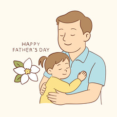 Father and Daughter Hug Illustration