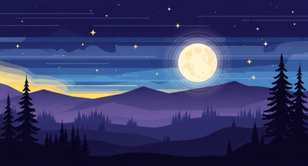night landscape with moon © Wilda