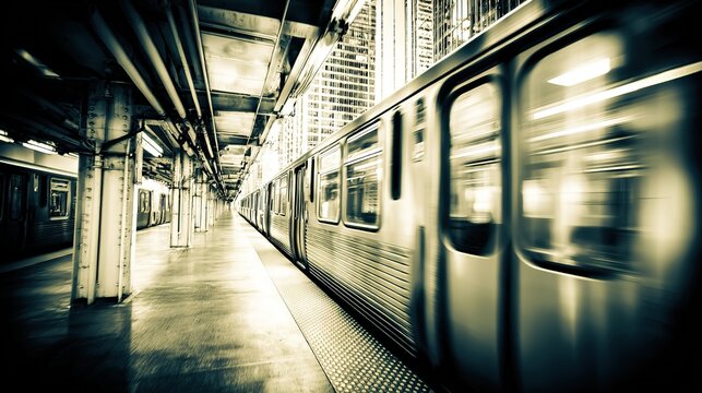 Abstract motion design showing train dynamics, diagonal composition and leading lines creating visual flow and direction