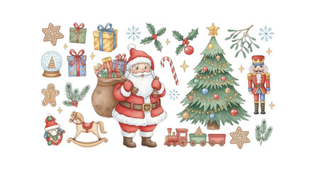 set of christmas elements