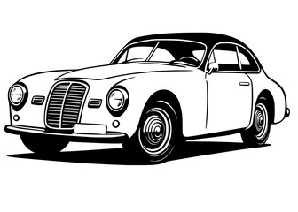 Classic European Grand Tourer Vector, Retro 1950s sport coupe