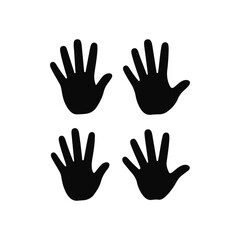 Obraz premium Black Silhouette Handprints Four Isolated Human Hands on White