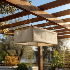Elegant Hanging Storage Basket Underwood Wooden Pergola Structure