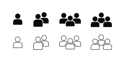 Person Icons Depicting Crowd Size, With Groups Ranging From One To Four People
