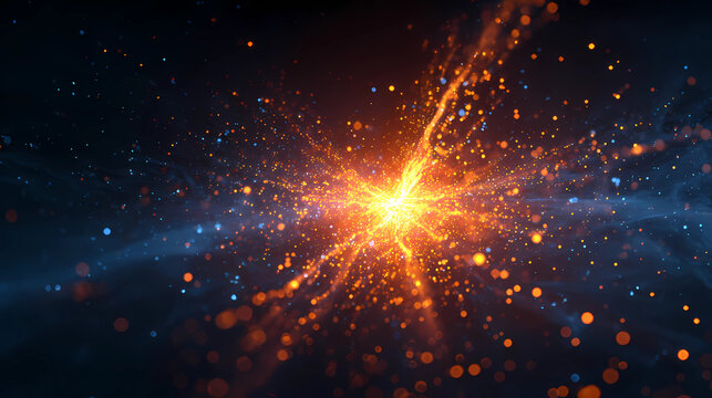 abstract explosion of glowing particles