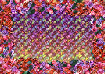 フレーム　花柄デザイン　ローズ