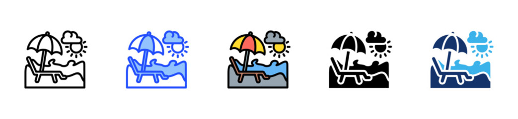 Beach Vacation Icon Collection With Multiple Styles