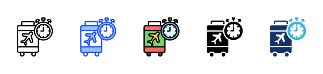 Travel Alarm Icon Collection With Multiple Styles