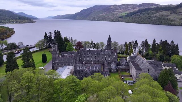 Aerial video of Loch Ness, Fort Augustus, Scotland